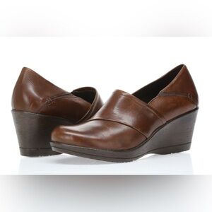 Dansko Rosaline Wedge Heels Chestnut Brown Leather Size 40